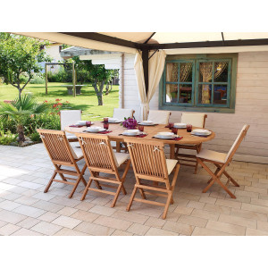 Set Tavolo Alicudi + 6 Sedie pieghevole Salina MOIA in teak