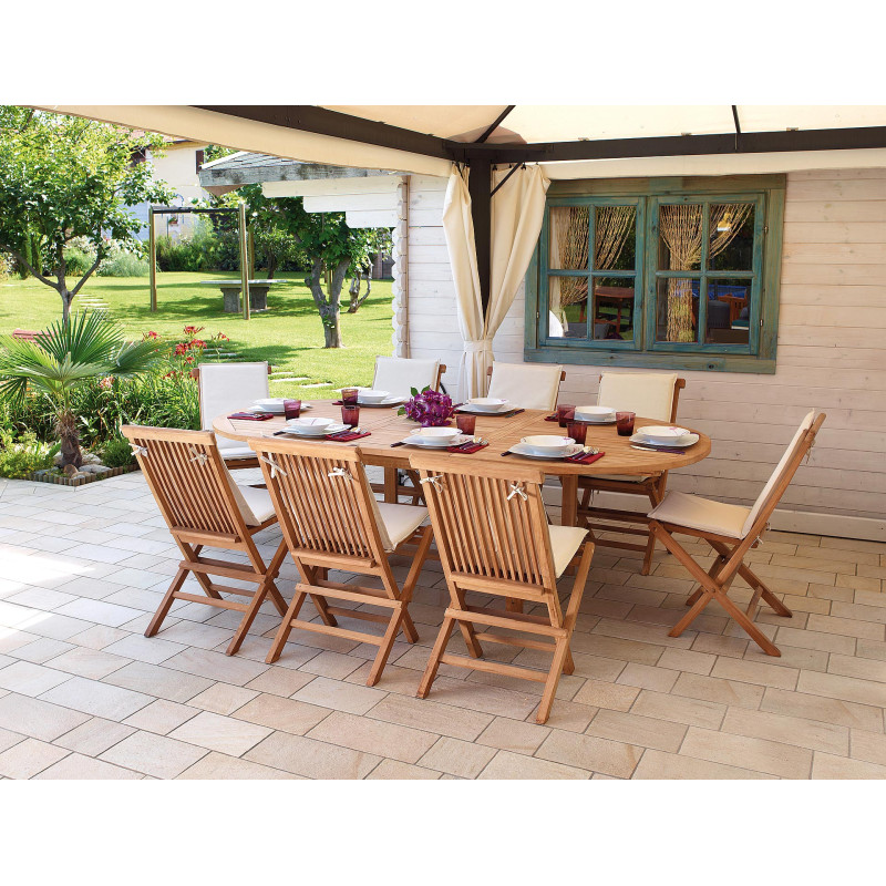 Set Tavolo Alicudi + 6 Sedie pieghevole Salina MOIA in teak