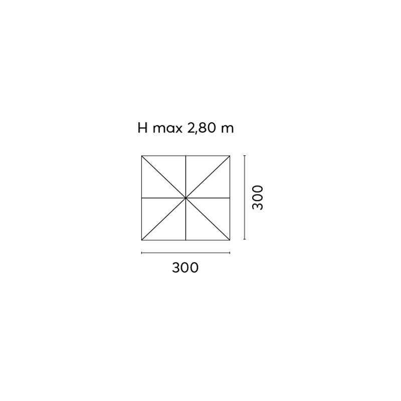 Ombrellone quadrato 3x3 fusto bianco poliestere ecrù Moia