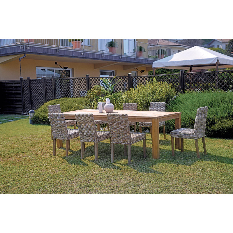 Set Tavolo Giacarta + 8 Sedie Lisbona in Grey Kubu Moia