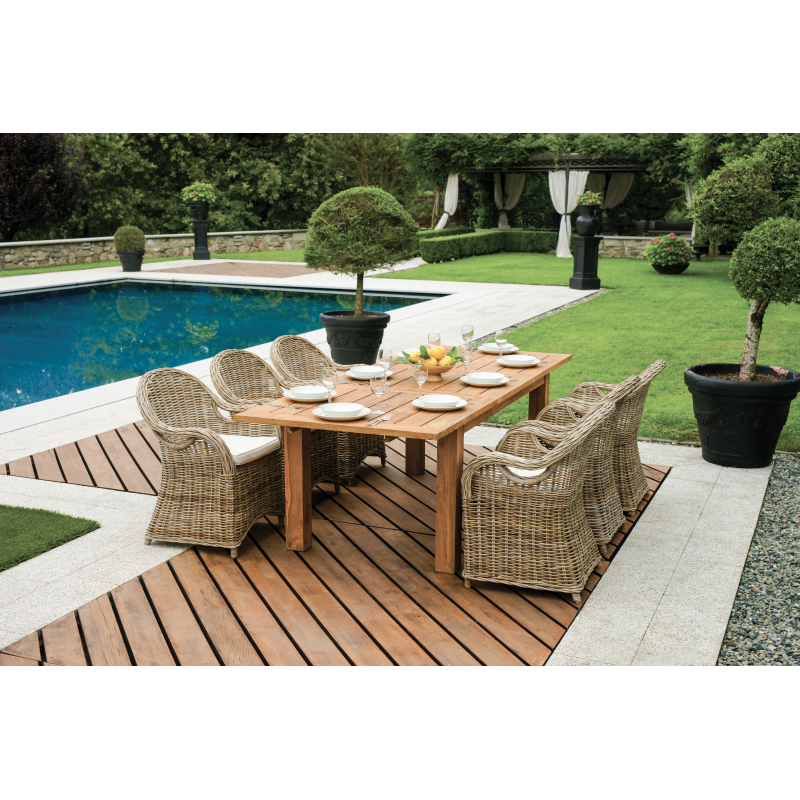 Set Tavolo Sumatra + 6 Sedie Regista Capri - Robinia - Canvas 360Gr Ecru' Moia