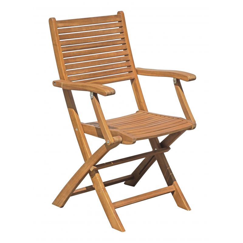 Set Tavolo Castiglione + 4 Sedie Pietrasanta In Acacia Pieghevole Con Braccioli Moia