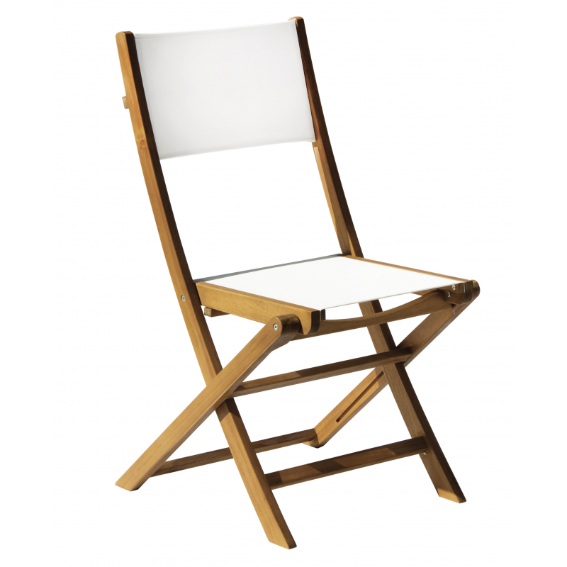 Set Tavolo Castiglione + 4 Sedie Venturina In Acacia Pieghevole Con Textilene Senza Braccioli Moia