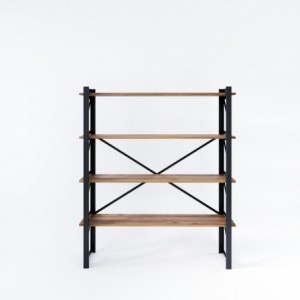 Libreria Line - L120xp35xa150 cm - Nero e legno