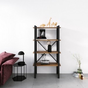 Libreria Love - L70xP35xA150 cm - Nero e legno