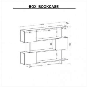 Libreria Box - L150xP23,8xA113,2 cm - Bianco e Antracite