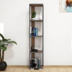 Libreria Nicol - Noce, Antracite, Bianco - L33,6xP25,8xA153 cm
