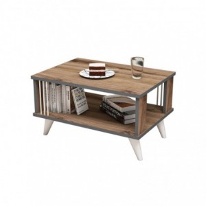 Tavolino Da Caffè Nicol - L70xP50xA40 cm - Noce, Antracite, Bianco