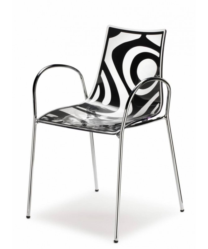 Sedia con braccioli in tecnopolimero stampato Wave Made in Italy - set da 2