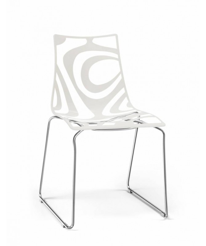 Sedia a slitta in tecnopolimero stampato Wave Made in Italy - set da 2
