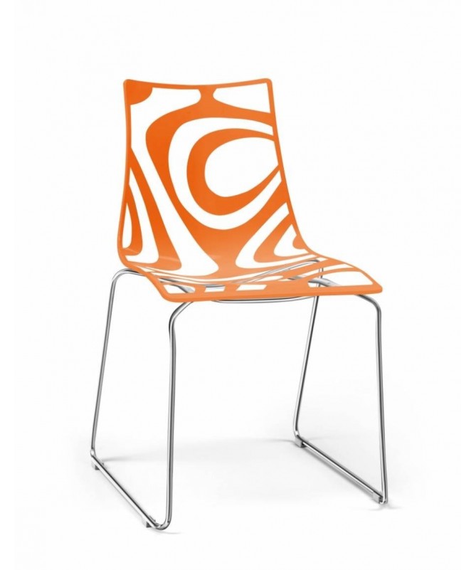 Sedia a slitta in tecnopolimero stampato Wave Made in Italy - set da 2