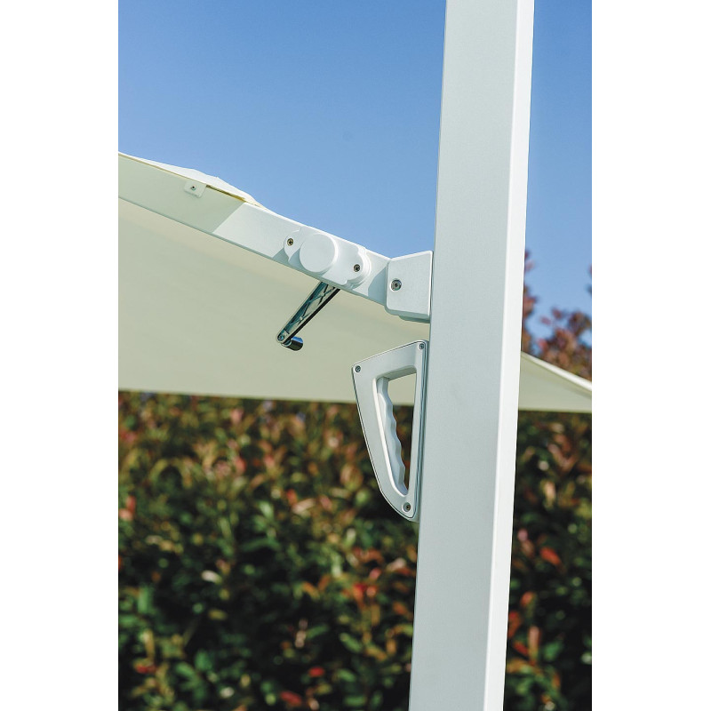Ombrellone 3x3 palo laterale bianco maniglia telo bianco Moia