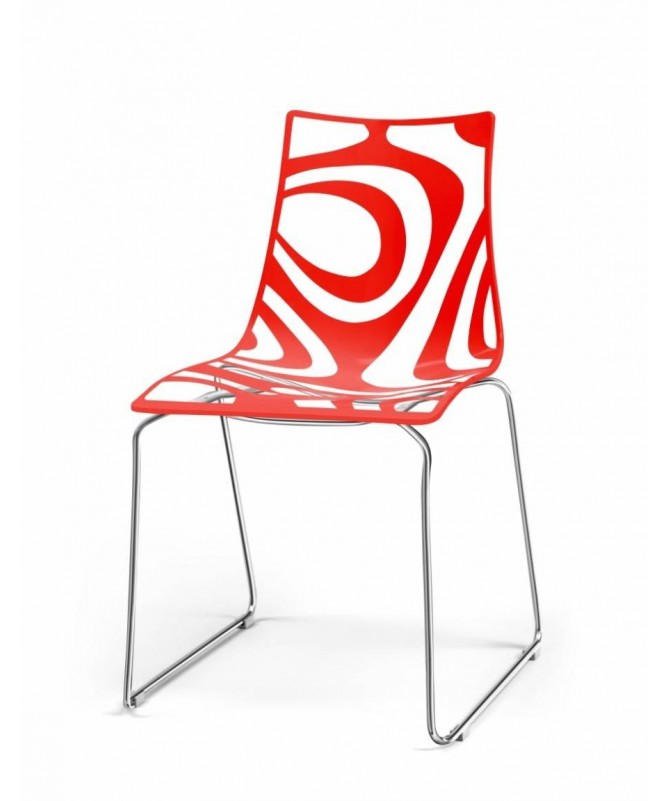 Sedia a slitta in tecnopolimero stampato Wave Made in Italy - set da 2