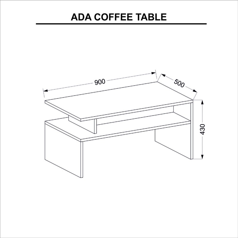 Tavolino da Caffè Ada - Bianco e Noce - L90xP50xA43 cm
