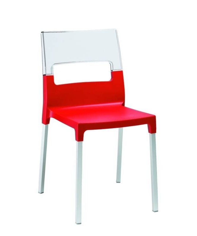 Sedia bicolore in tecnopolimero Diva Made in Italy - set da 4
