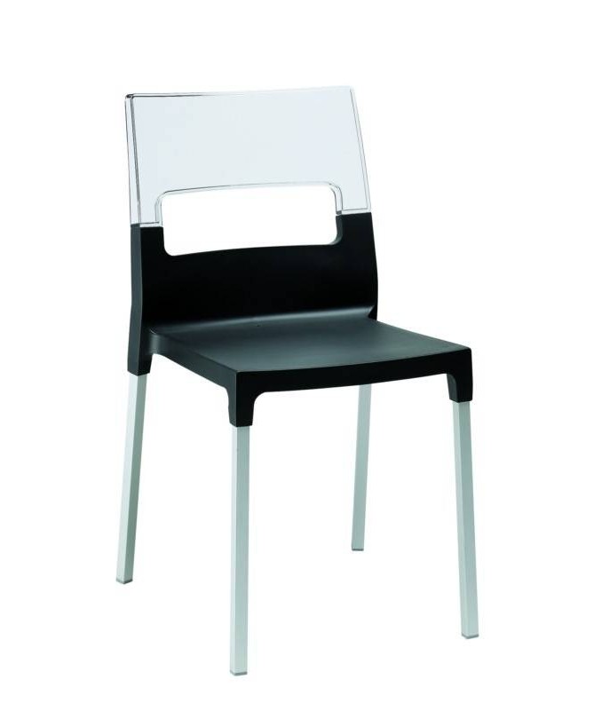 Sedia bicolore in tecnopolimero Diva Made in Italy - set da 4