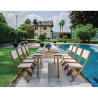 Set Tavolo Donoratico + 6 Sedie Venturina In Acacia Pieghevole Con Textilene Senza Braccioli Moia