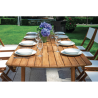 Set Tavolo Donoratico + 6 Sedie Venturina In Acacia Pieghevole Con Textilene Senza Braccioli Moia