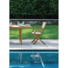 Set Tavolo Donoratico + 6 Sedie Venturina In Acacia Pieghevole Con Textilene Con Braccioli Moia