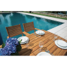 Set Tavolo Donoratico + 6 Sedie Venturina In Acacia Pieghevole Con Textilene Con Braccioli Moia