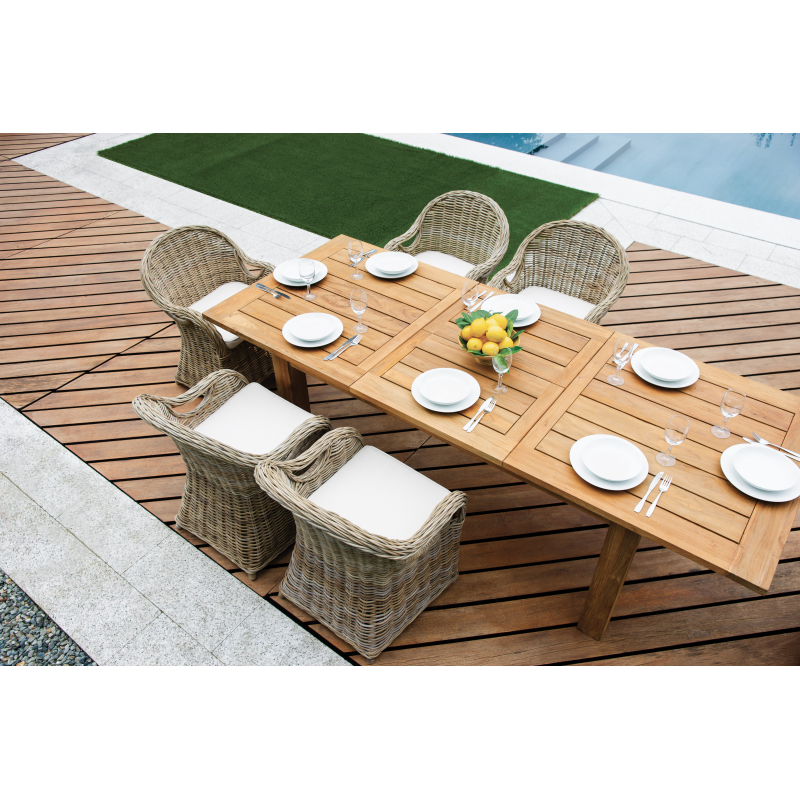 Set Tavolo Sumatra + 6 Sedie Regista Capri - Robinia - Canvas 360Gr Ecru' Moia