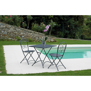 Set Tavolo pieghevole + 2 Sedie Orta - Ferro Antracite - Pieg. Moia