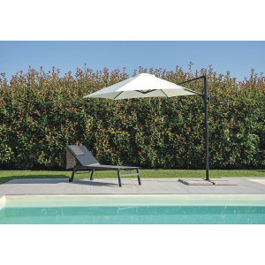 Zoom Ombrellone Tondo Ø 2,7 Palo Laterale Antracite Poliestere Ecru' Moia