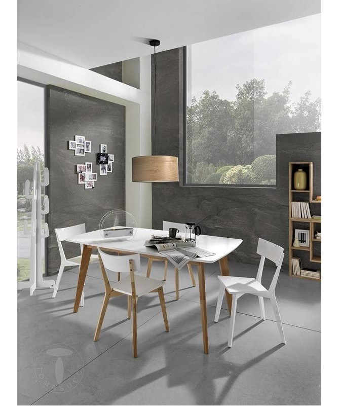 Tavolo Kyra con piano in MDF laccato - bianco