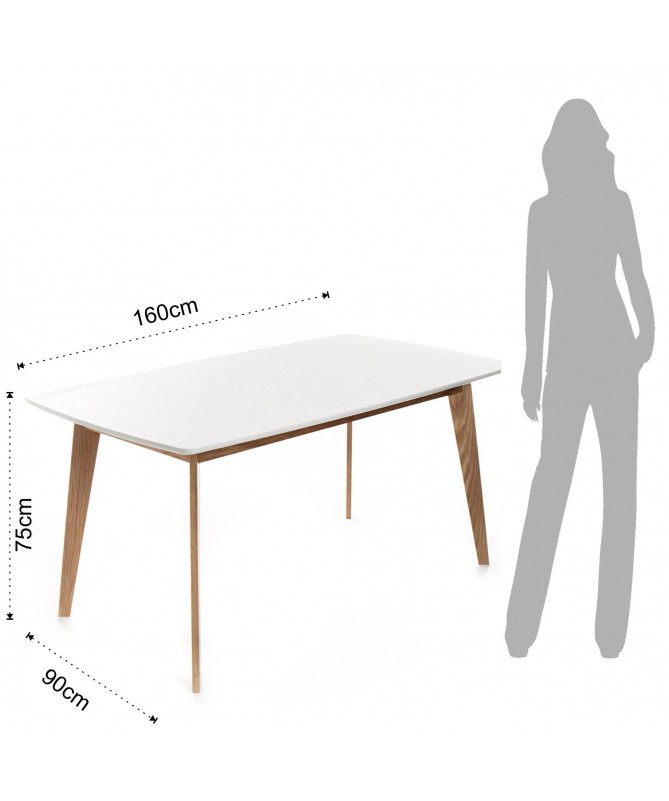 Tavolo Kyra con piano in MDF laccato - bianco
