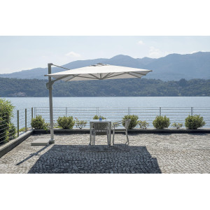 Zoom Ombrellone Firenze 3X3 - Maniglia - Palo Laterale Bianco Mezza Base - Made In Italy Moia