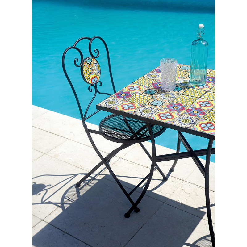 Set Tavolo Mosaico + 4 Sedie Stresa MOIA con braccioli