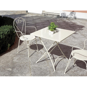Set Tavolo Sirmione + 2 Sedie Sirmione MOIA impilabili in ferro avorio