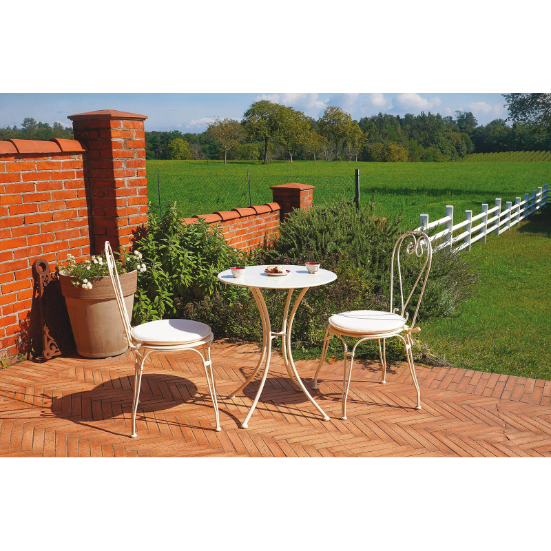 Set Tavolo Sirmione + 2 Sedie Sirmione MOIA impilabili in ferro avorio