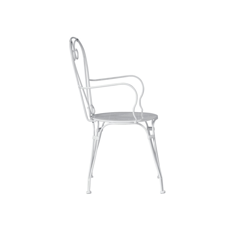 Set Tavolo Sirmione + 2 Poltrone MOIA con braccioli Sirmione impilabili in ferro avorio
