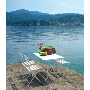 Set Tavolo Bistrò + 4 Sedie Bistro' In Ferro Avorio Moia