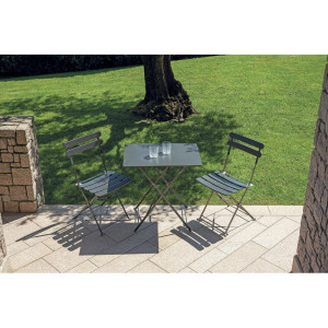 Set Tavolo Bistrò + 4 Sedie Bistro' In Ferro Antracite Moia