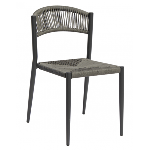 Zoom Set Tavolo Fuerteventura + 6 Sedie Milano Contract Senza Braccioli In Alluminio Grigio E Corda Grigia Moia