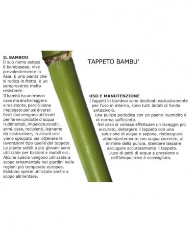 Tappeto rettangolare in canna di bamboo 90X60cm listelle piccole