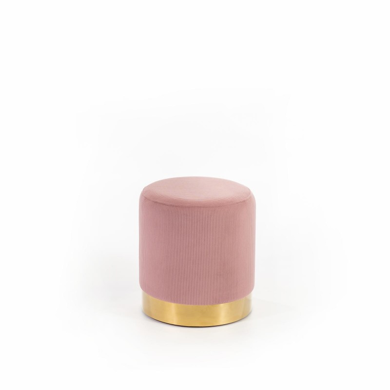 Toffee - Pouf monocolore in velluto con inserto in oro- rosa cipria e oro -STONES