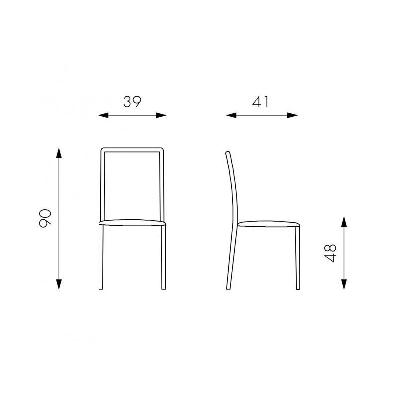 Net- set da quattro sedie in similcuoio grigio scuro- STONES