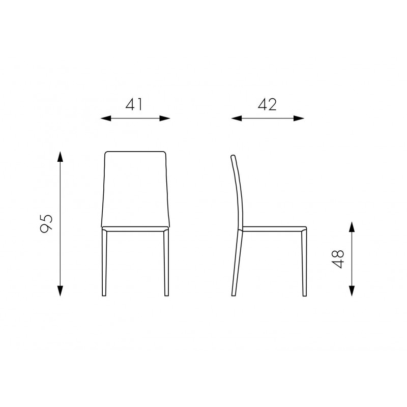 Kitty-set da quattro sedie in similcuoio nero- STONES