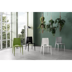 Denise-set da quattro sedie in poliprene-colore verde-STONES