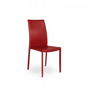 Kitty-set da quattro sedie in similcuoio rosso- STONES