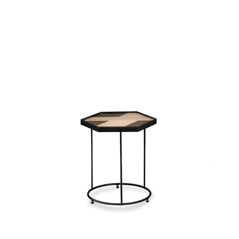 Tavolino con top in legno e inserti in pietra - Jay - STONES