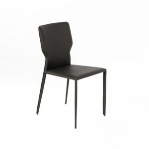 Kim - set da due sedie in similcuoio colore grigio scuro -Stones
