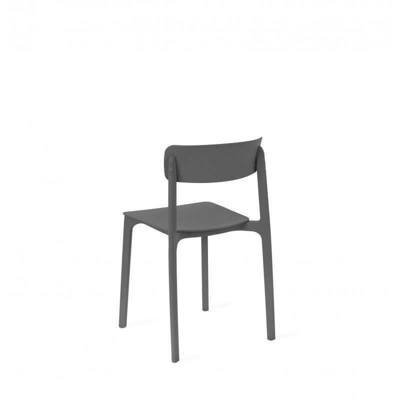 Easy- set da quattro sedie in polipropene grigio scuro- STONES