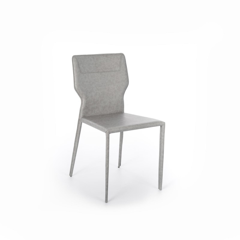 Kim - set da due sedie in similcuoio colore grigio chiaro -Stones