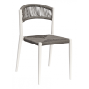 Set Tavolo Fuerteventura + 6 Sedie Milano Contract Senza Braccioli In Alluminio Bianco E Corda Grigia Moia
