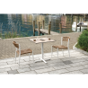 Set Tavolo Fuerteventura + 6 Sedie Milano Contract Senza Braccioli In Alluminio Bianco E Corda Paglia Moia