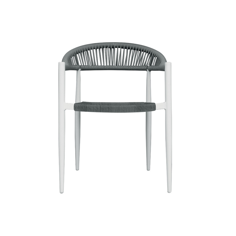 Set Tavolo Fuerteventura + 6 Sedie Contract bianco con corda sintetica grigia Moia